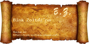 Bink Zoltána névjegykártya